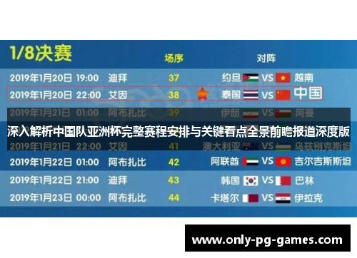 深入解析中国队亚洲杯完整赛程安排与关键看点全景前瞻报道深度版 深入解析中国队亚洲杯完整赛程安排与关键看点全景前瞻报道深度版